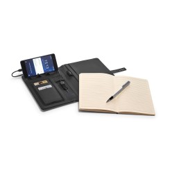 Pasta A5 em Couro Sintético com Power Bank Personalizada