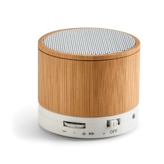 Caixa de Som com Microfone em Bambu Personalizada