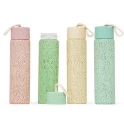 Garrafa Vidro 350ml Capa Plástica e Alça Personalizada