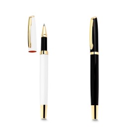 Caneta Metal Roller Personalizada com Detalhes Dourados