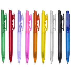 Caneta Personalizada Translúcida Colorida com Trava