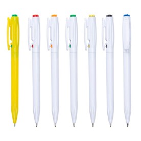 Caneta Personalizada Branca com Trava no Clip