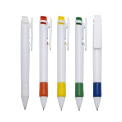 Caneta Personalizada Branca Emborrachada com Trava