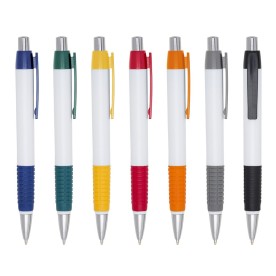 Caneta Personalizada Branca com Grip Emborrachado