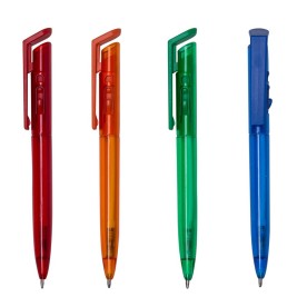 Caneta Personalizada Translúcida com Trava Lateral