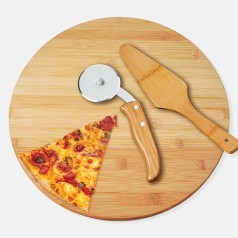 Kit para Pizza Bambu e Inox Personalizado