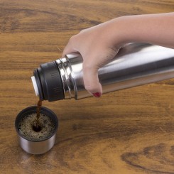 Garrafa Térmica Inox 1L com Capa de Couro Personalizada