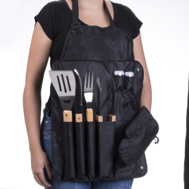 Kit Churrasco 6 Peças com Avental Personalizado