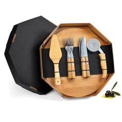 Kit para Pizza em Bambu e Inox Personalizado