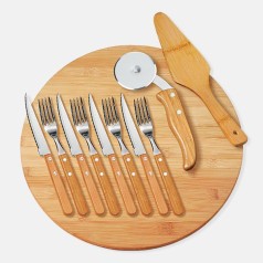 Kit para Pizza em Bambu e Inox Personalizado