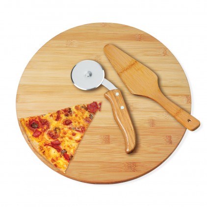 Kit Pizza Em Bambu Napoli 35 Cm Personalizado com Logo