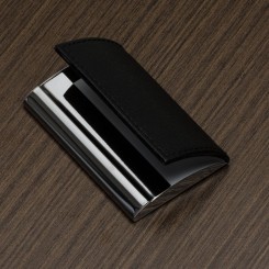 Porta Cartão de Metal com Couro Sintético Personalizado