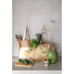 Sacola de Juta com Bolso Frontal Personalizada