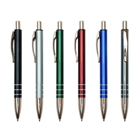 Caneta Metálica Básica Azul com Clique Personalizada