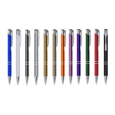 Caneta Metal Colorida com Detalhes Prata Personalizada
