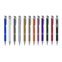 Caneta Metal Colorida com Detalhes Prata Personalizada