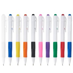 Caneta Plástica com Detalhe Emborrachado Personalizada