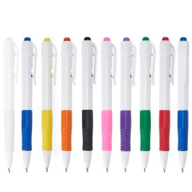 Caneta Plástica com Detalhe Emborrachado Personalizada