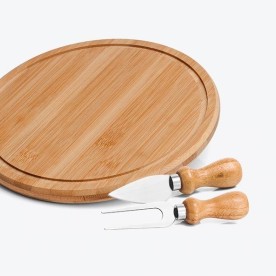 Kit para Queijo Bambu e Inox Personalizado