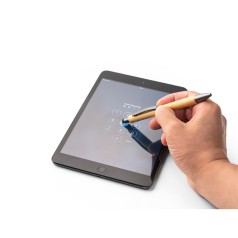 Caneta de Bambu com Clipe e Ponteira Touch Personalizada
