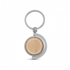 Chaveiro Redondo de Bambu e Metal Personalizado