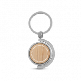 Chaveiro Redondo de Bambu e Metal Personalizado