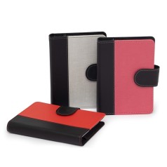 Caderneta Couro Sintético com Botão e Cartões Personalizada