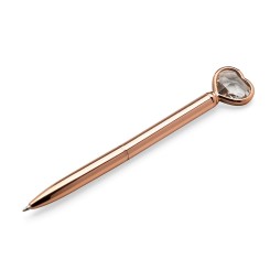 Caneta Metal com Coração Diamante e Rotação Personalizada