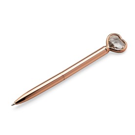 Caneta Metal com Coração Diamante e Rotação Personalizada