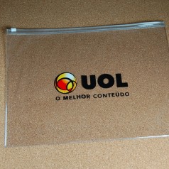 Pasta Envelope Zip Zap A4 em PVC Cristal Personalizada
