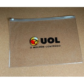 Pasta Envelope Zip Zap A4 em PVC Cristal Personalizada