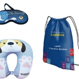 Kit Viagem Almofada, Máscara e Sacochila Personalizado