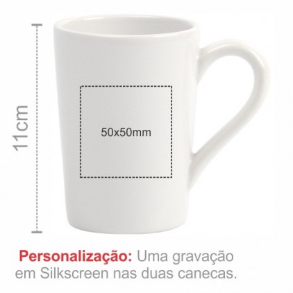 Kit Canecas em Cerâmica Branca 230Ml Personalizada