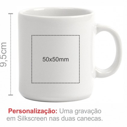 Kit Canecas em Cerâmica Branca 270Ml Personalizada