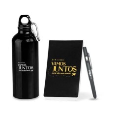 Kit Personalizado com Squeeze, Caneta e Bloco – 3 Peças 