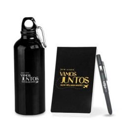 Kit Personalizado com Squeeze, Caneta e Bloco – 3 Peças 