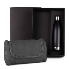 Kit Necessaire com Gancho e Garrafa Inox Personalizado
