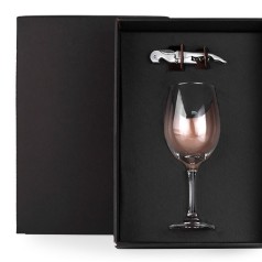 Kit Vinho 2 Peças com Taça e Abridor Personalizado 