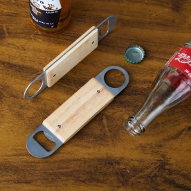 Abridor de Garrafa Madeira e Inox Personalizado