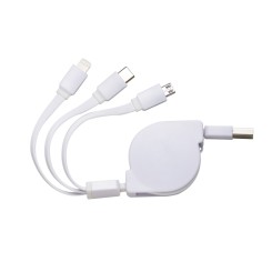 Cabo USB 3 em 1 Retrátil com Suporte Personalizado