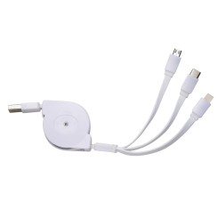 Cabo USB 3 em 1 Retrátil com Suporte Personalizado