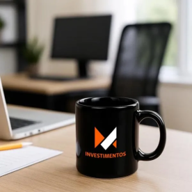 Caneca Cerâmica Preta 270ml Personalizada