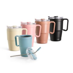 Caneca Térmica Inox com Canudo Personalizada
