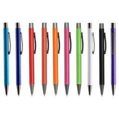 Caneta Metálica Básica Azul com Clique Personalizada