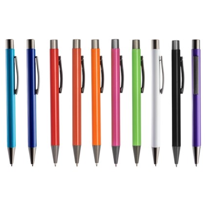 Caneta Metálica Básica Azul com Clique Personalizada