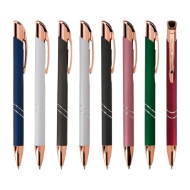 Caneta Metálica com Detalhes Plástico e Clique Personalizada