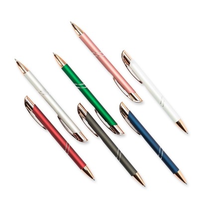 Caneta Metálica com Detalhes Plástico e Clique Personalizada