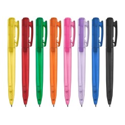 Caneta Plástica Translúcida com Logo Personalizada