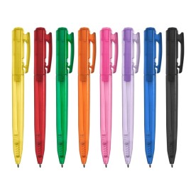 Caneta Plástica Translúcida com Logo Personalizada