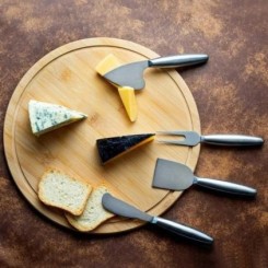 Conjunto para Queijo 5 Peças em Bambu e Inox Personalizado